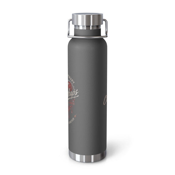 Love is Temporary Water Bottle — Grey 22oz insulated water bottle, front view