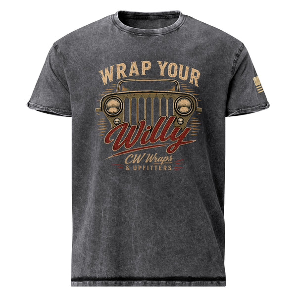 Wrap Your Willy Denim Tee — Black denim t-shirt