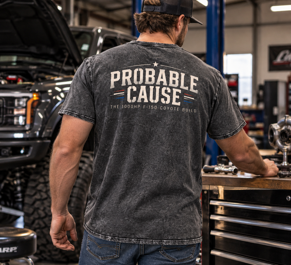 Probable Cause Denim Tee worn in a lifestyle photo