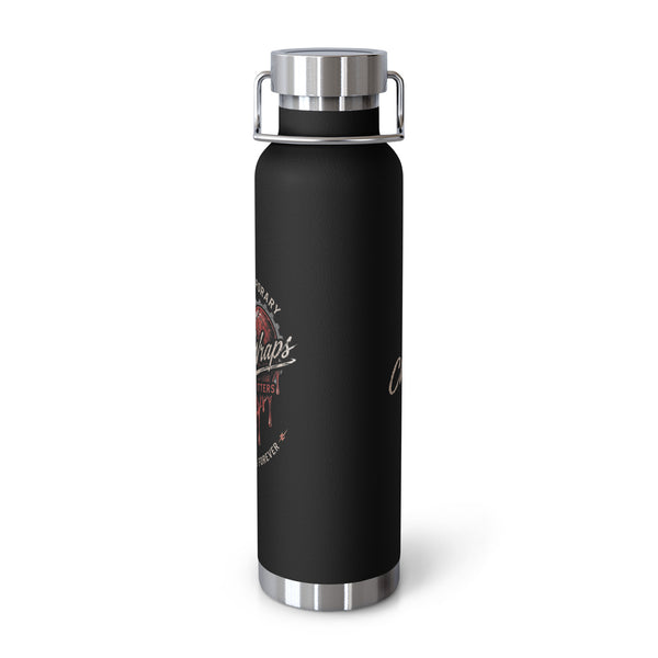 Love is Temporary Water Bottle — Black 22oz insulated water bottle, front view