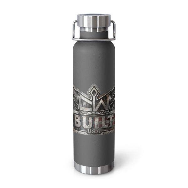 CW Built Water Bottle — Grey 22oz insulated water bottle, front view