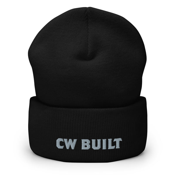 CW Built Beanie — Black cuffed beanie, front view