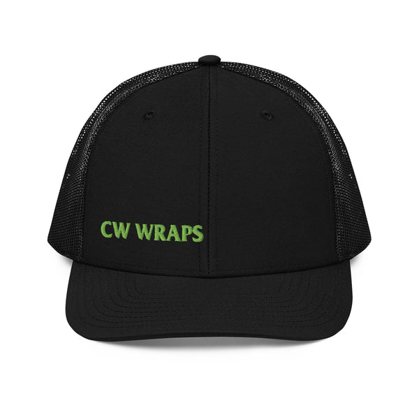 Anti Paint Wrap Club Trucker Cap — Black snapback trucker cap, front view