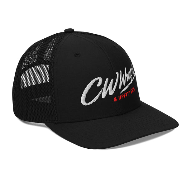Love is Temporary Trucker Cap — Black snapback trucker cap, right front view