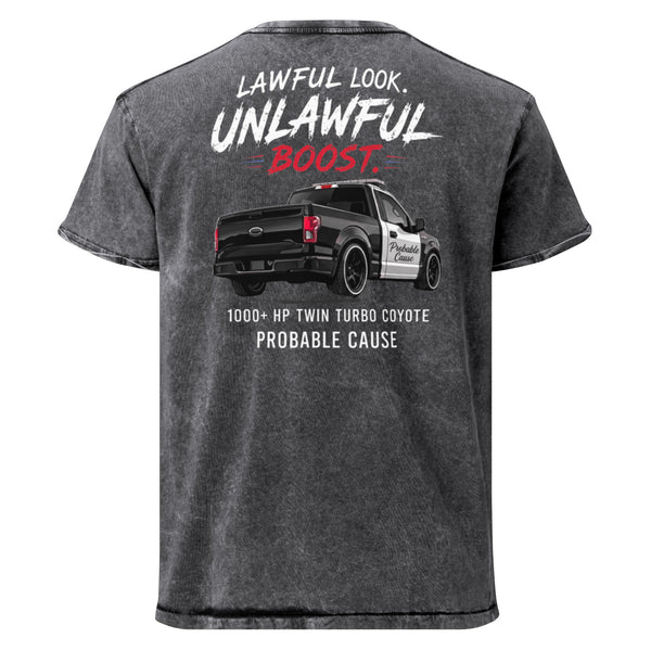 Probable Cause - Lawful Look Denim Tee — Black denim t-shirt, back view