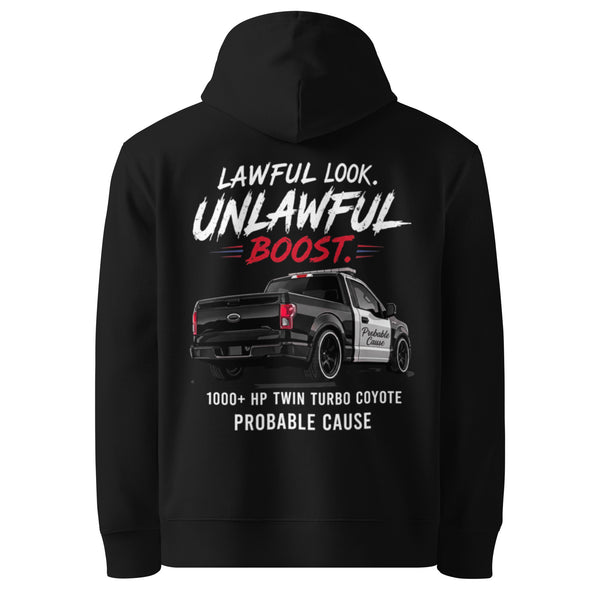 Probable Cause - Lawful Look Hoodie — Black hoodie, back view